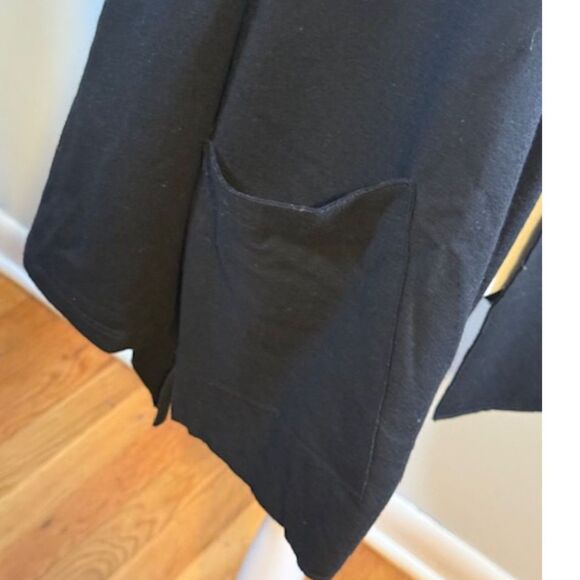 Eileen Fisher 100% Wool Open Cardigan L Black Minimalist Professional $298 - Picture 2 of 6